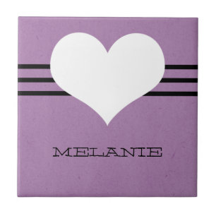 Carreau Tuile de coeur moderne violet