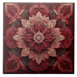 Carreau Tuile de concepteur d'effets 3D Ruby Red Elegance