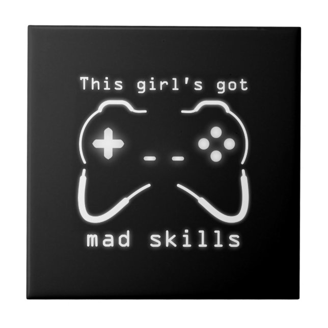 Carreau Tuile de contrôleur de jeu vidéo pour filles avec  (Devant)