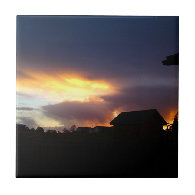 Carreau Tuile de coucher de soleil de la vague de feu (Devant)