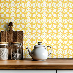 Carreau Tuile de cuisine du milieu du siècle jaune d'été r