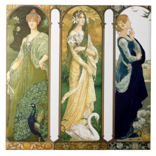 Carreau Tuile de fleur de paon de Madame Bird Swan de