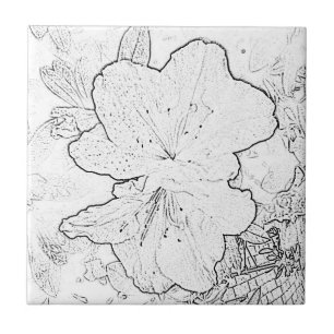 Carreau Tuile de fleur noire et blanche