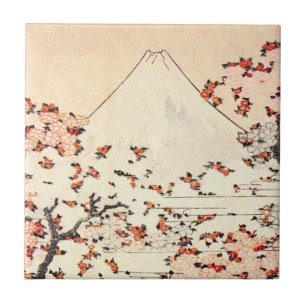 Carreau Tuile de fleurs de cerisier de Hokusai le mont