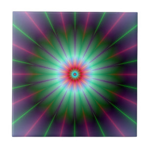 Carreau Tuile de fleurs rayonnantes