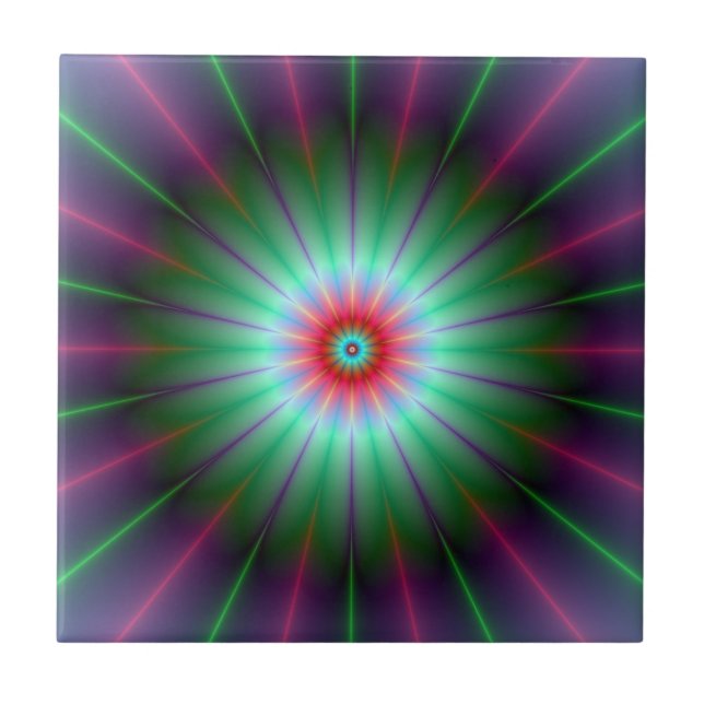 Carreau Tuile de fleurs rayonnantes (Devant)