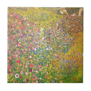 Carreau Tuile de fleurs roses Gustav Klimt