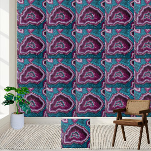 Carreau Tuile de géode Abstraite et Turquoise