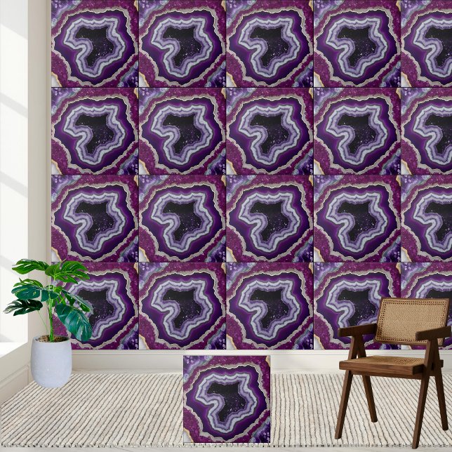 Carreau Tuile de géode Amethyst - Motif de cristal violet (Amethyst Geode Tile - Purple Crystal Stone Pattern)