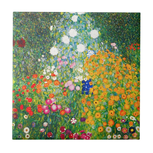 Carreau Tuile de jardin fleuri Gustav Klimt (Devant)