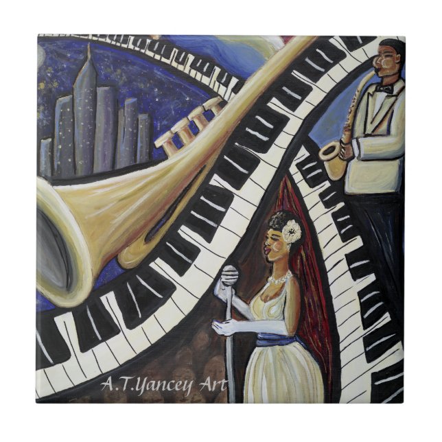 Carreau Tuile de jazz de clair de lune (Devant)