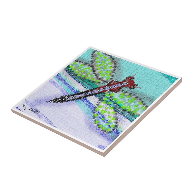 Carreau Tuile de libellule de mosaïque (Côté)