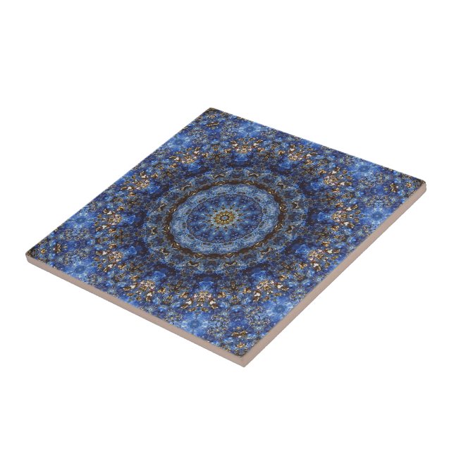 Carreau Tuile de mandala de stratifié de lazulite de Lapis (Côté)