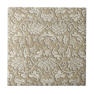 Carreau Tuile de marbre découpée fleurie