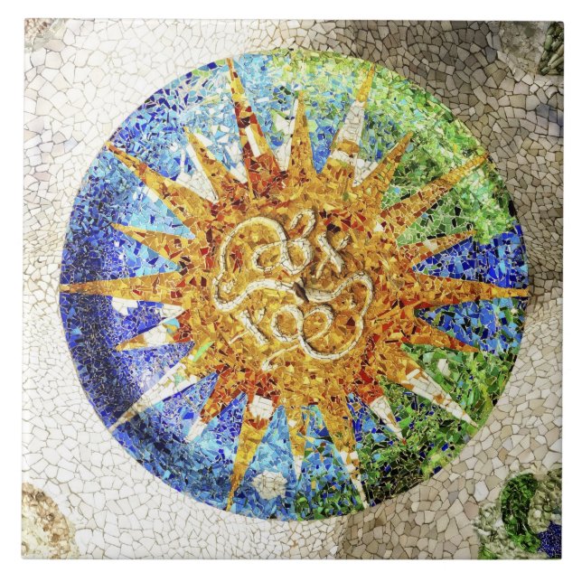 Carreau Tuile de mosaïques de Guell de parc (Devant)