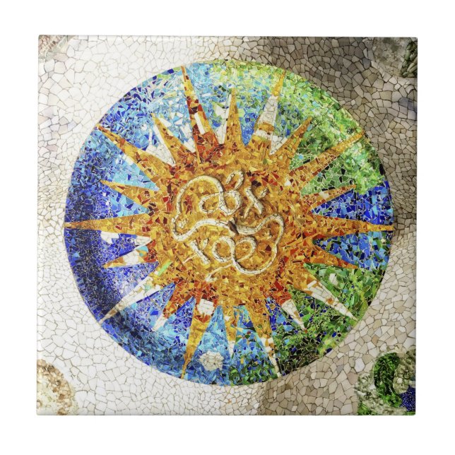 Carreau Tuile de mosaïques de Guell de parc (Devant)