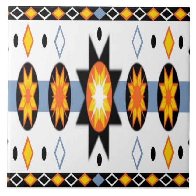 Carreau Tuile de motif de Sun de Natif américain (Devant)