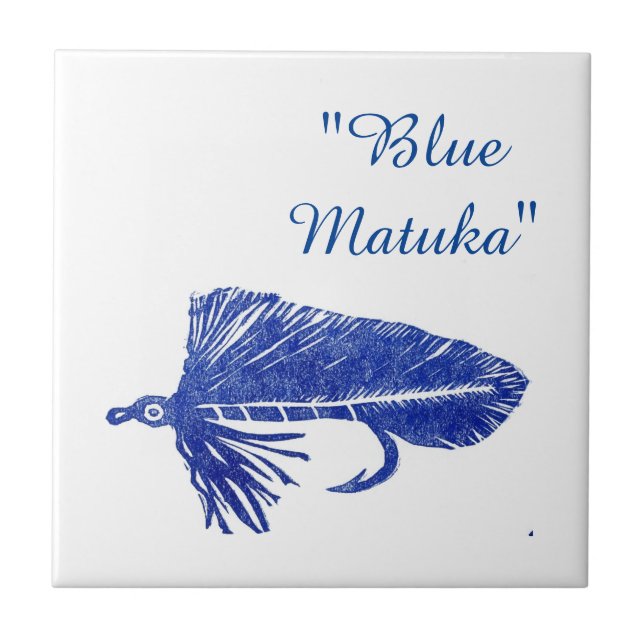 Carreau Tuile de mouche de truite "Blue Matuka". (Devant)
