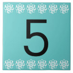 Carreau Tuile de nombre atomique<br><div class="desc">Tuile de nombre atomique ou de lettre - bleu sur le blanc avec la frontière d'une imprimante.  Pour des signes,  ou des nombres d'adresse.</div>