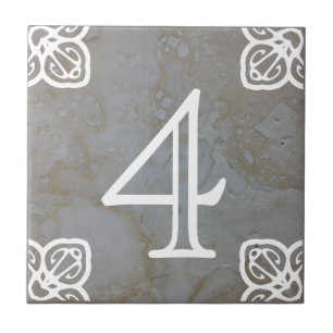 Carreau Tuile de nombre - blanc espagnol sur la chaux