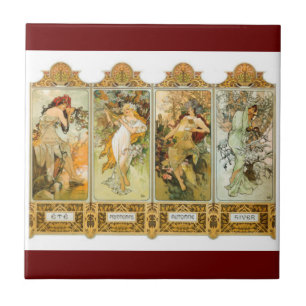 Carreau Tuile de Nouveau Mucha d'art
