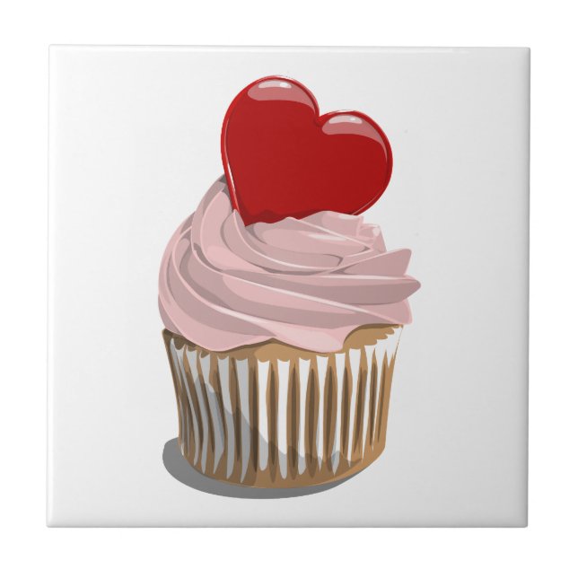 Carreau Tuile de petit gâteau de coeur de Saint-Valentin (Devant)