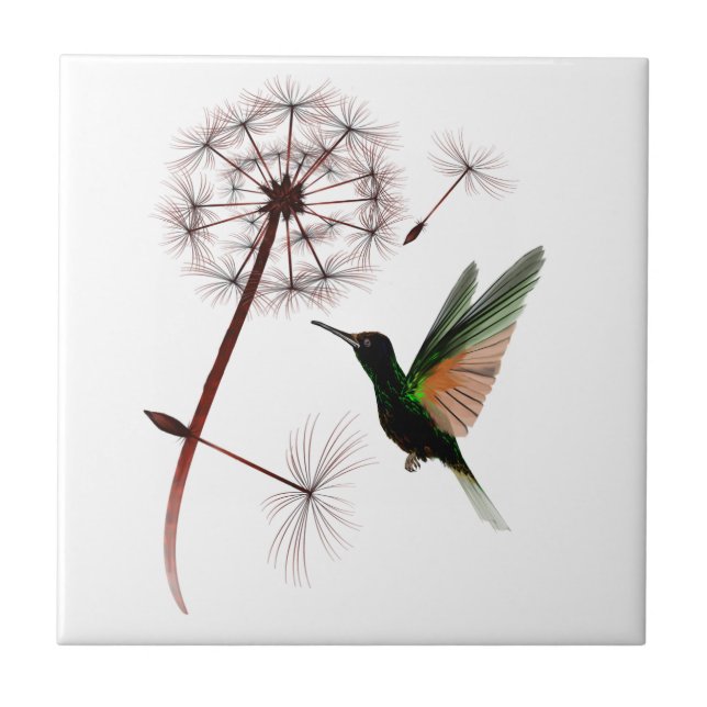 Carreau Tuile de pissenlit et de colibri (Devant)
