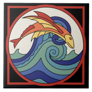 Carreau Tuile de poisson volant de l'île Vintage de Catali