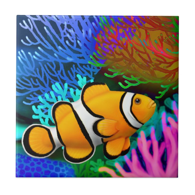 Carreau Tuile de poissons d'Anenome de clown de Percula (Devant)