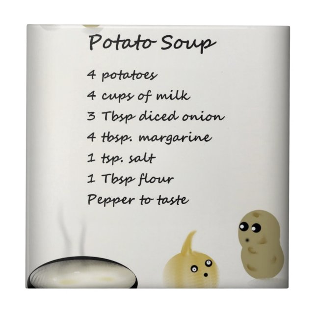 Carreau Tuile de recette de soupe aux pommes de terre (Devant)