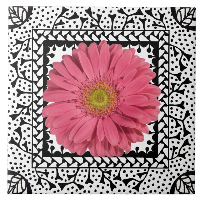 Carreau Tuile de rose de marguerite de Gerbera (Devant)