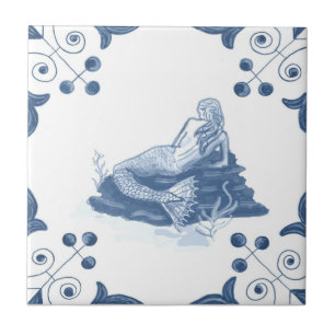 Carreau Tuile de sirène de Delft avec des coins de rouleau