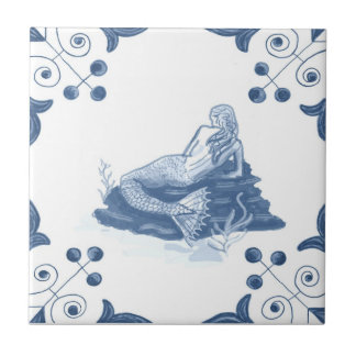 Carreau Tuile de sirène de Delft avec des coins de rouleau