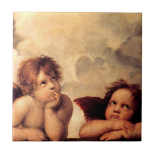 Carreau Tuile de Sistine Madonna d'anges de Raphael