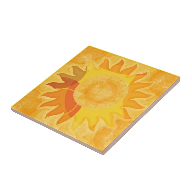 Carreau Tuile de soleil (arrière - plan jaune) (Côté)