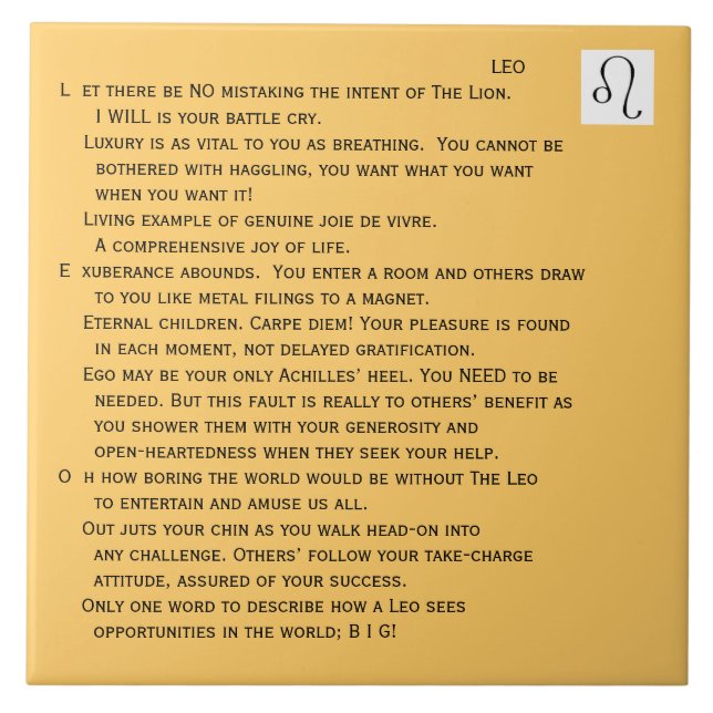 Carreau Tuile de Tash Lion (Devant)