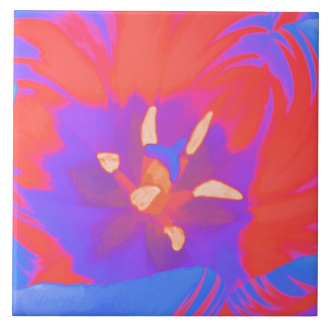 Carreau Tuile de tulipe fluorescente (Devant)