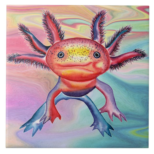 Carreau Tuile décorative d'Axolotl effronté (Devant)