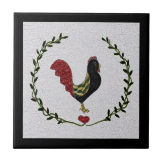 Carreau Tuile décorative de coq d'art populaire et de guir