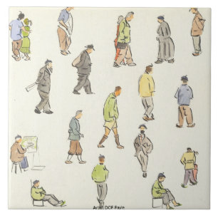 Carreau Tuile décorative d'habitants vintages de Paris