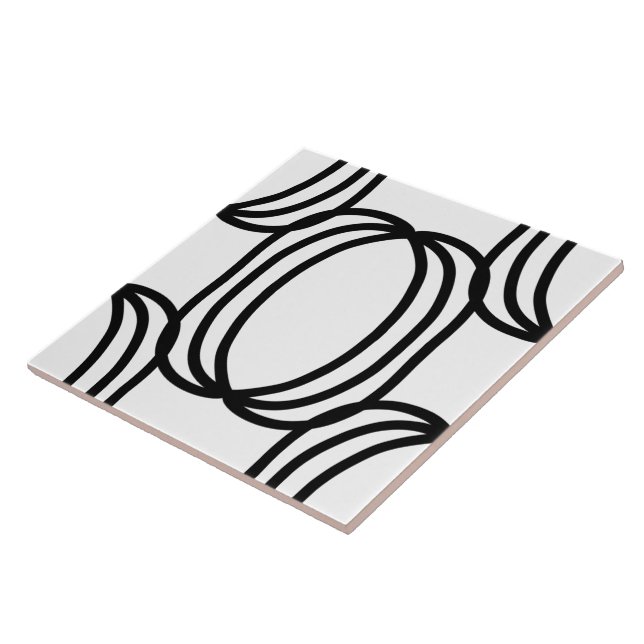 Carreau Tuile décorative en céramique noire et blanche (Côté)
