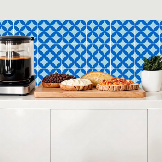 Carreau Tuile d'été avec cercles azurés sur le bleu bébé (Créateur téléchargé)