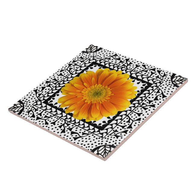 Carreau Tuile d'orange de marguerite de Gerbera (Côté)