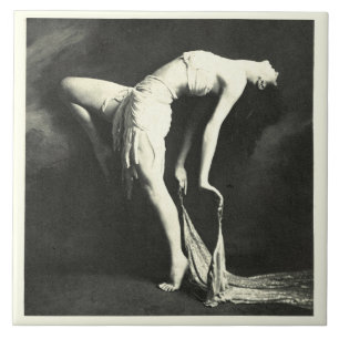 Carreau Tuile en céramique avec danseuse Vintage
