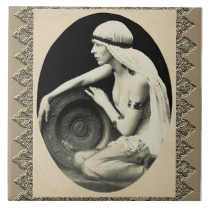 Carreau Tuile en céramique avec danseuse Vintage