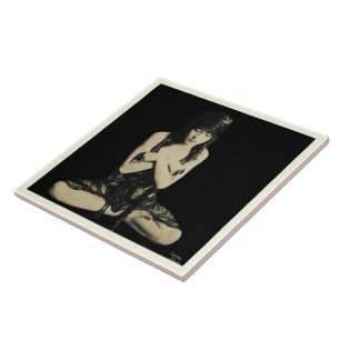 Carreau Tuile en céramique avec danseuse Vintage