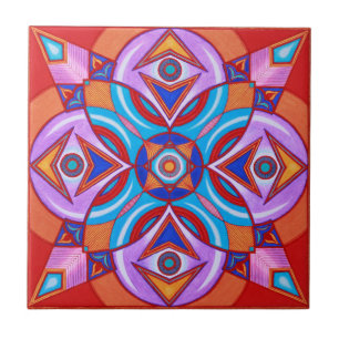 Carreau Tuile en céramique d'art de mandala de fleur