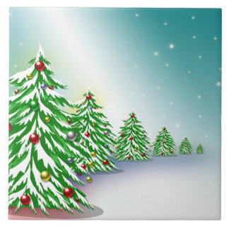 Carreau Tuile en céramique de photo d'arbres de Noël