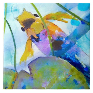 Carreau Tuile en céramique de poisson rouge (6 carrés)