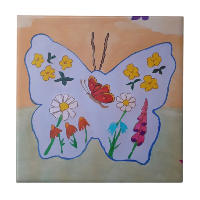 Carreau Tuile en céramique de rêve papillon (Devant)